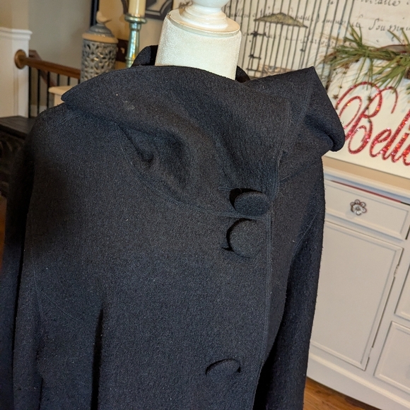 Sandro Boiled Wool Swing Jacket Plus Size Designer Minimalist Sz 1x - Picture 2 of 11